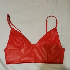 Red Leather Crop Top